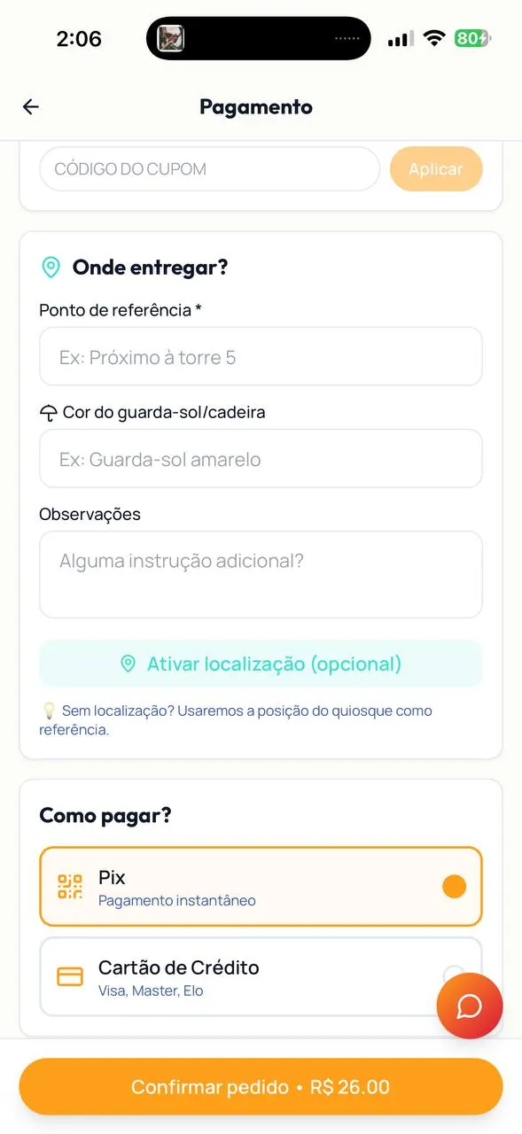 Tela do app BeachPay - Pagamento rápido via Pix